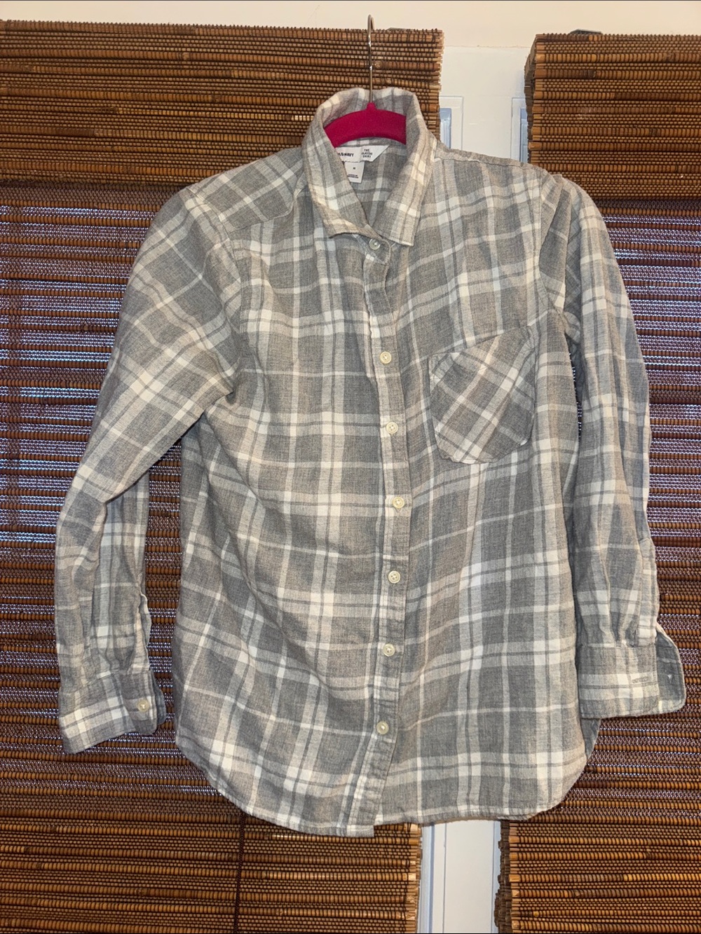 Old Navy Gray and White Plaid Button-Down Shirt